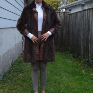 Mink Fur and Leather Coat (Petite)